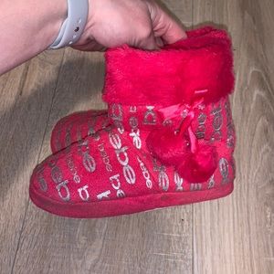 Bebe pink silver logo toddler girls size 11-12 comfy slipper boots